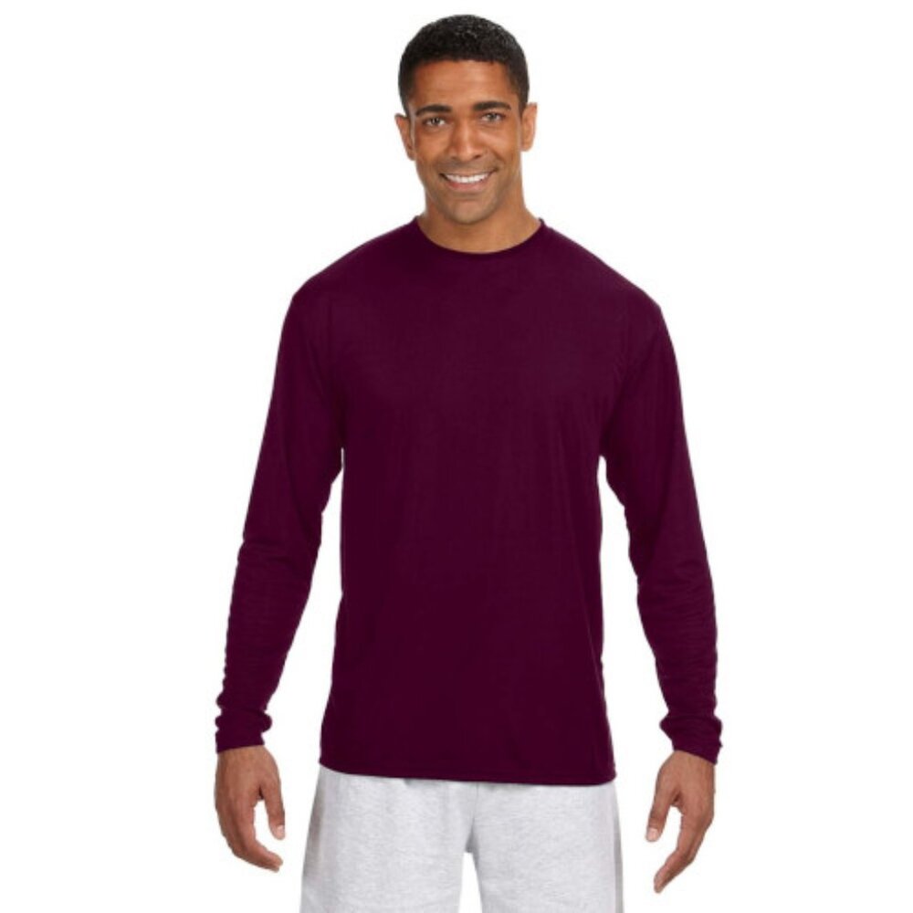 A4 en's LongSleeve Cooling Performance Crew - N3165 - Maroon